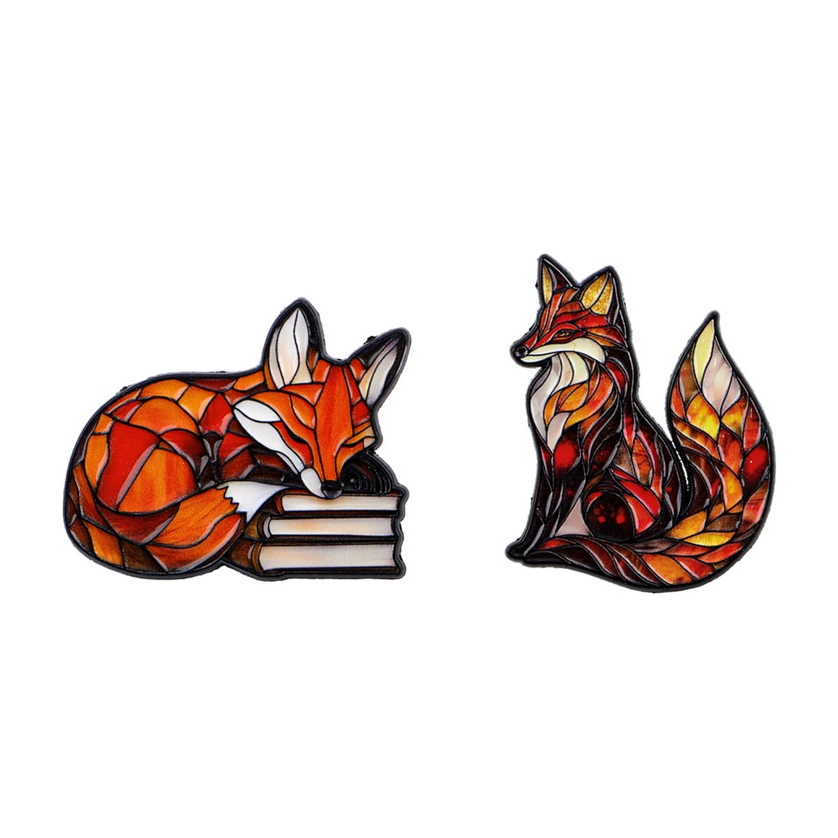 TEMU 2pcs Cute Cartoon Fox Enamel Pins | Alloy Brooch With Silicone Back , Ideal For Jewelry Gifts And Lapel Additions