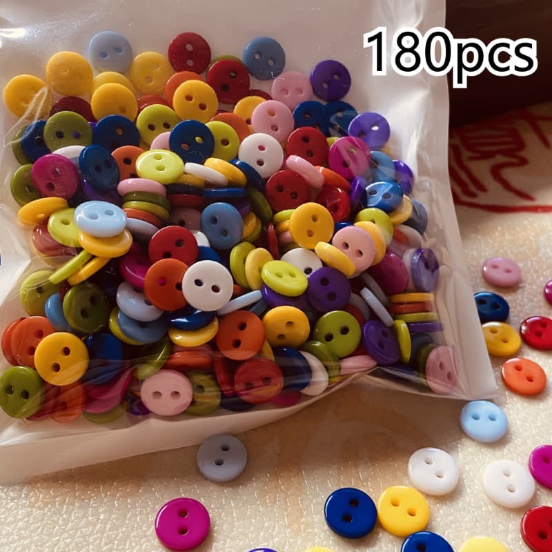 TEMU 180pcs Mixed Color Resin Double-hole Buttons, 9mm Diameter – Perfect For Sewing And Crafts. Buttons Feature Festive Christmas Patterns With A Vibrant , Decorative Effects