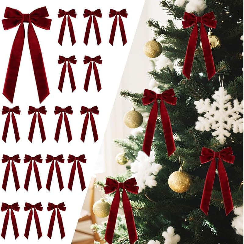 TEMU 16pcs Velvet Ribbon Bows, Vintage Rustic Small Craft Bows Ornaments For Garland Wreath Gift Wrapping Candy Bags Party Diy Decorations