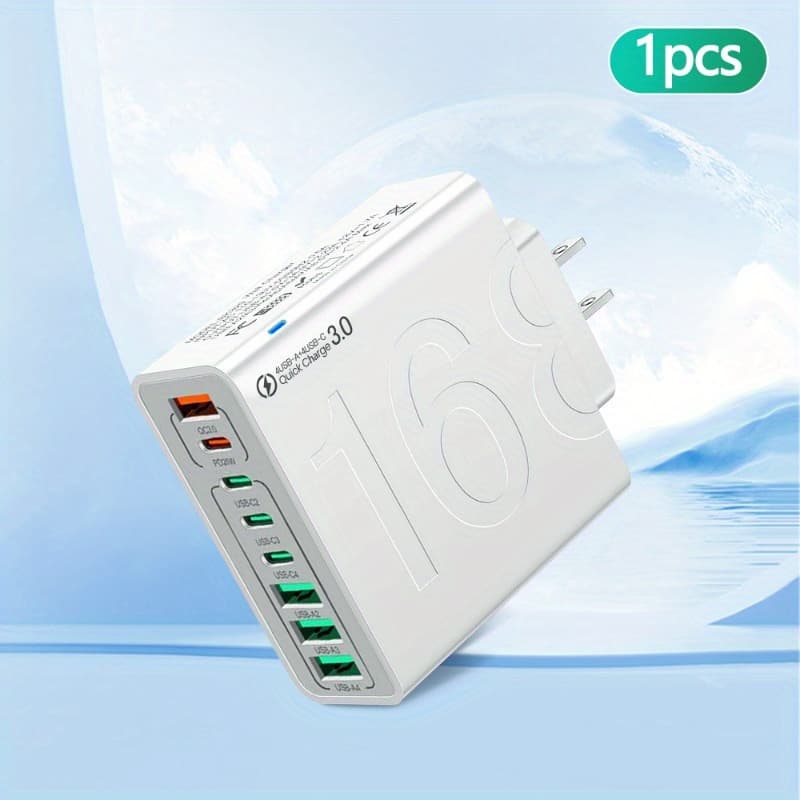 TEMU 4 Usb A And 4 Usb C Power Adapter, No Battery, 110v-130v, 8-port Power Adapter, Portable And Lightweight Design, Home And Supply, Suitable For Iphone 17/16/ 15/ 14/ 13/ 12/ 11/ Xs/ Xr/ Plus/ For