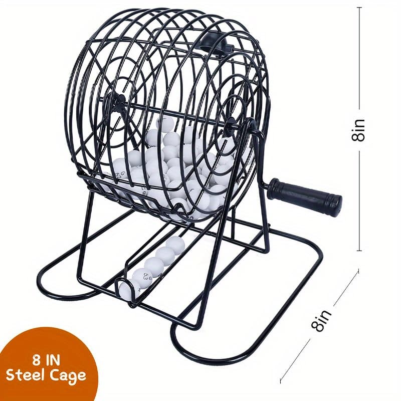 TEMU Bingo Game Kit - Metal Cage Bingo Lottery Device | Vintage Desktop Lottery Machine, Interactive Game For Family /summer Parties