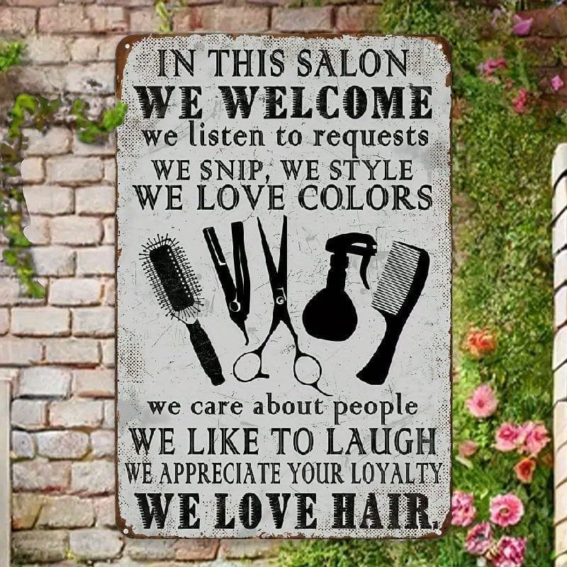 TEMU Salon Barber Shop Metal Tin Sign 12x8 Inch Hairdresser Tin Sign Home Bathroom Kitchen Man Cave Wall Decor Novelty Sign, Wall Decor For Home Bedroom Bar Bathroom Decor Gifts Home