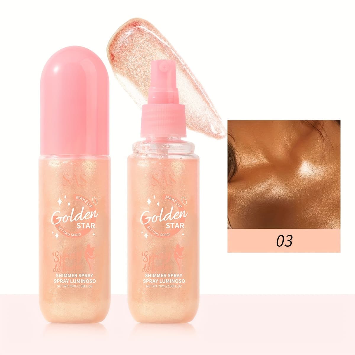 TEMU Ushas Flash Highlight Spray | Face And Body Lasting Shining | Three-dimensional Outline Water And Light Muscle | Daily Commuting & Music Festival Party Artifact | Valentine's Day Gift Box