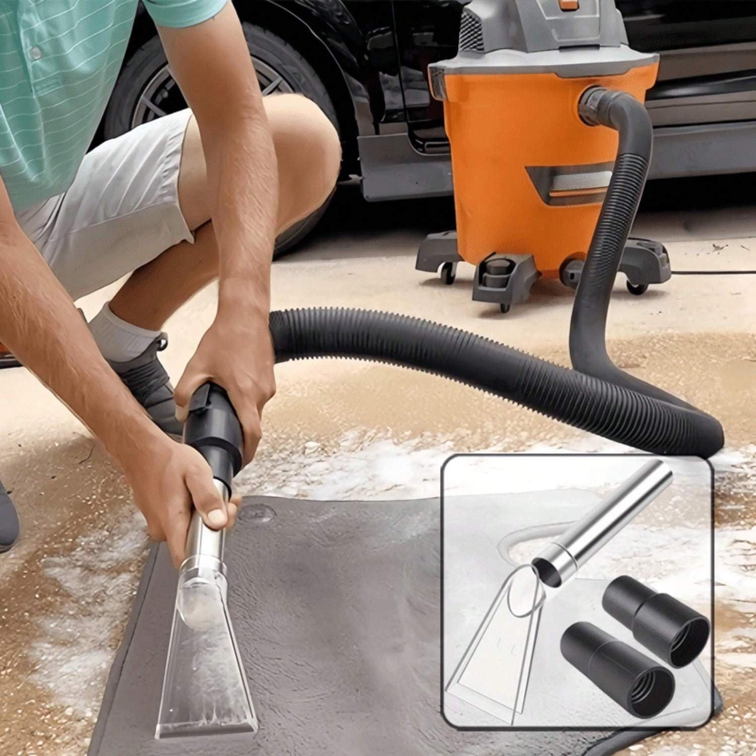 TEMU Set Of 4 Versatile Attachment Kit With 2 Hose Sleeves For Sofa Carpet Cleaning, Auto Detailing Hand Wand With Viewing Head For Stairs, Cars