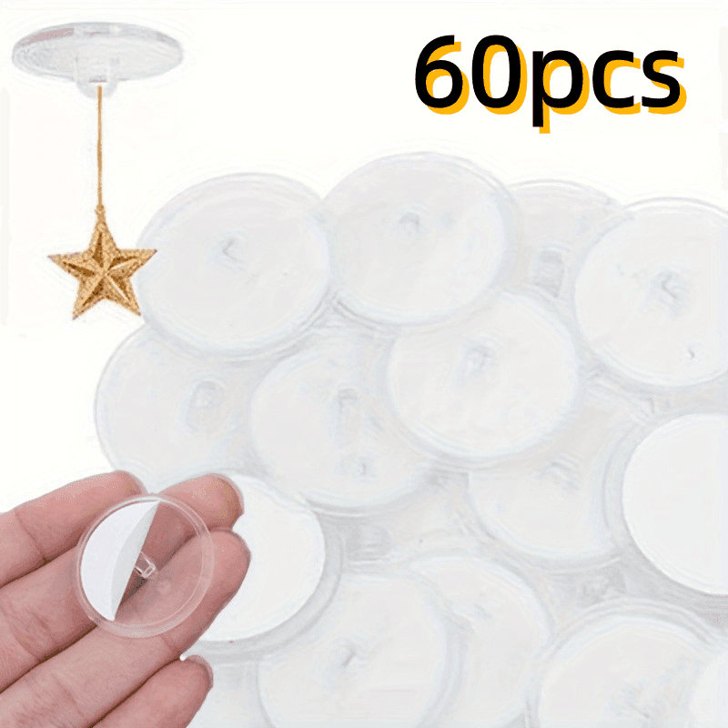 TEMU 60pcs Mini Transparent Ceiling Hooks - , Self-adhesive And Traceless, Suitable For Decoration, Parties, Christmas Flags, Etc, Utility Hooks