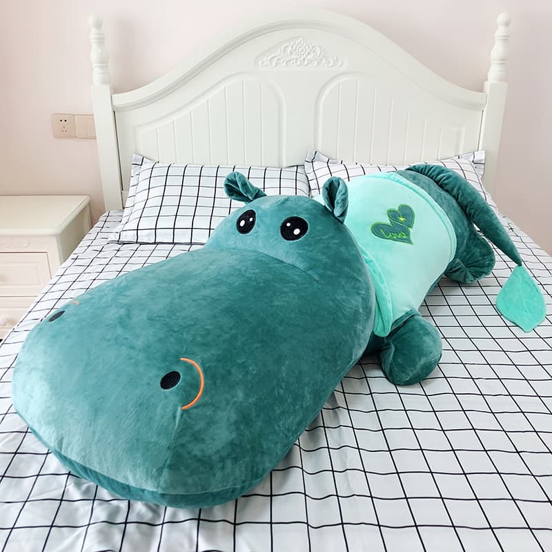TEMU 60cm/23.62 Inches Long Hippo Shaped Stuffed Lake Blue | Perfect Gift For Pets | Interactive & Chew-resistant | Therapeutic & Soft Polyester Filling | Cute Cartoon Breeds | Your Dog's Happiness