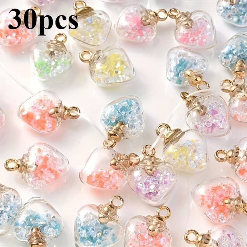 TEMU 30 Imaginative Luminous Night Light Decorations In Of Hearts Made Of Glass, Perfect For Crafting Earrings, Necklaces, Pendants, And Hanging Ornaments