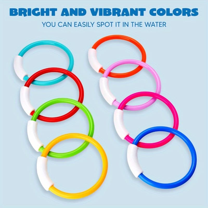 TEMU Syncfun 8pcs Pool Ring Toy Diving Set For Children, Colorful Underwater Training Pool Diving Rings, Swim Learning & Diving