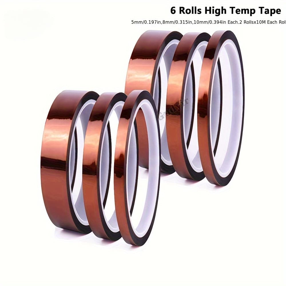 TEMU 6 Rolls Of Polyimide Tape - High-temperature Sublimation Tape Suitable For Electrical Insulation, , And Motor Coils - In 5mm, 8mm, 10mm Widths And 10m Length, Durable Thermal Adhesive Tape