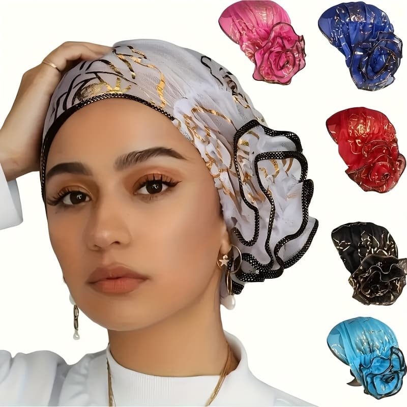 TEMU 6pcs Lace Printed Headscarf Women Hat, Elegant Elastic Brimless Hat, Ramadan Headscarf, Chemo Hat, Daily Headscarf| Breathable And Lightweight| Washing Hands Only