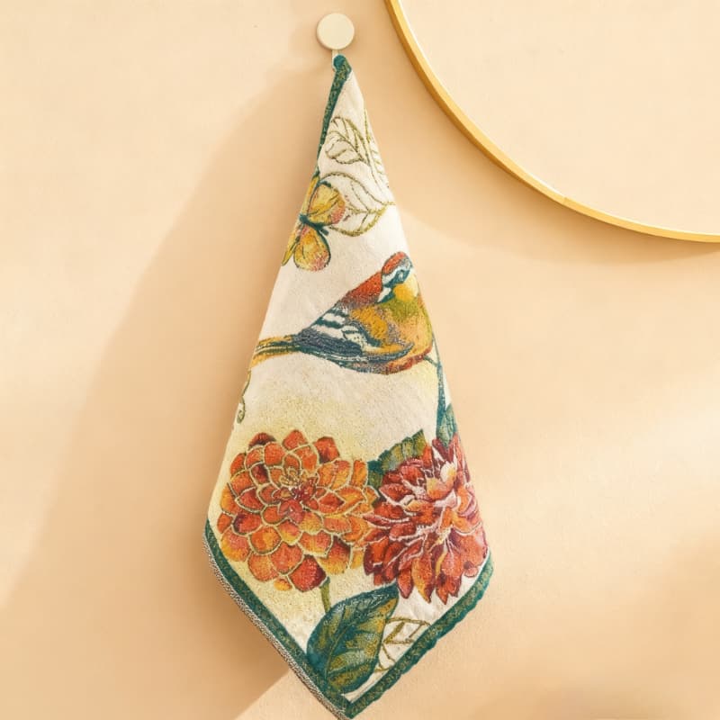 TEMU 2025 New Thickened Towel, Fingertip Towel, Sweat Towel, Foot Towel, Bathroom Towel, Kitchen Cloth, Bird Vintage Washcloth, Comfortable Multifunctional Rose Pattern Hand Towel, Cute Modern
