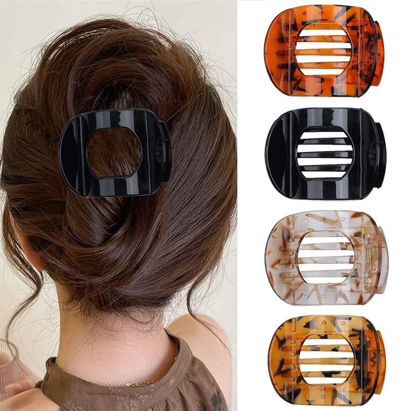 TEMU 4pcs Easy Retro Glossy Leopard Print Duckbill Clips Elegant Curved Hair Clips Versatile Commuting Hair Clips Suitable For Daily And Casual Use