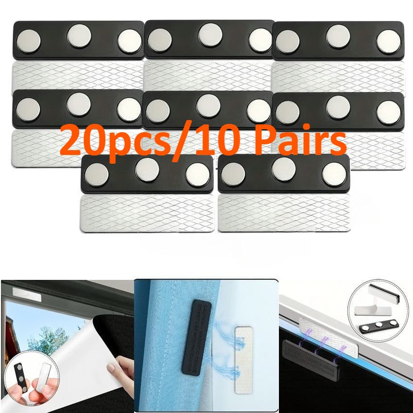 TEMU Modern Closure Kit - Strong Adhesive Curtain Holders, Black & White Plastic Magnetic Clips For Blinds, Sleek Window Treatment Accessory For Living Room Home Decor