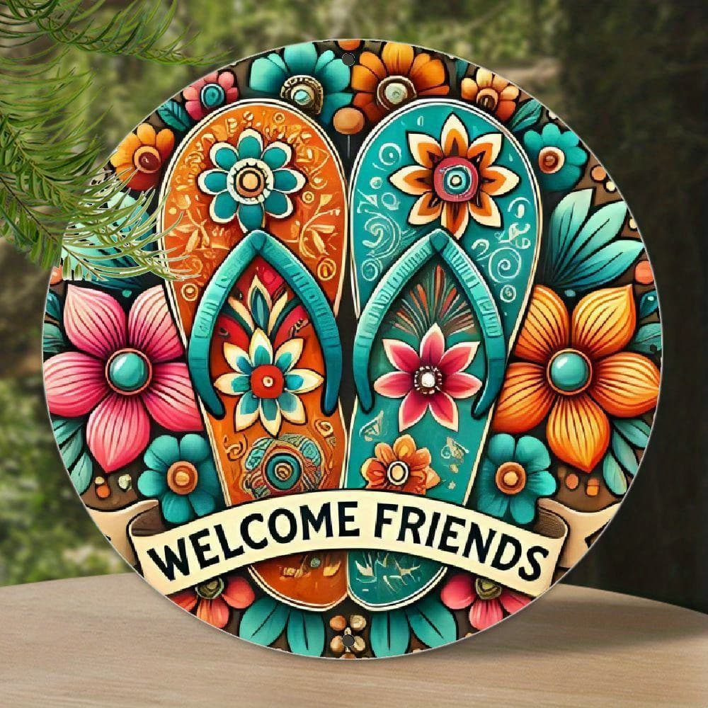 TEMU 1pc Vibrant Welcome Metal Sign – Colorful & , Durable Waterproof Aluminum Wall Decor For Home, Bedroom, Kitchen, Bar, Cafe – Easy To Hang, Indoor/outdoor Use, Room Decor, Cute Room Decor