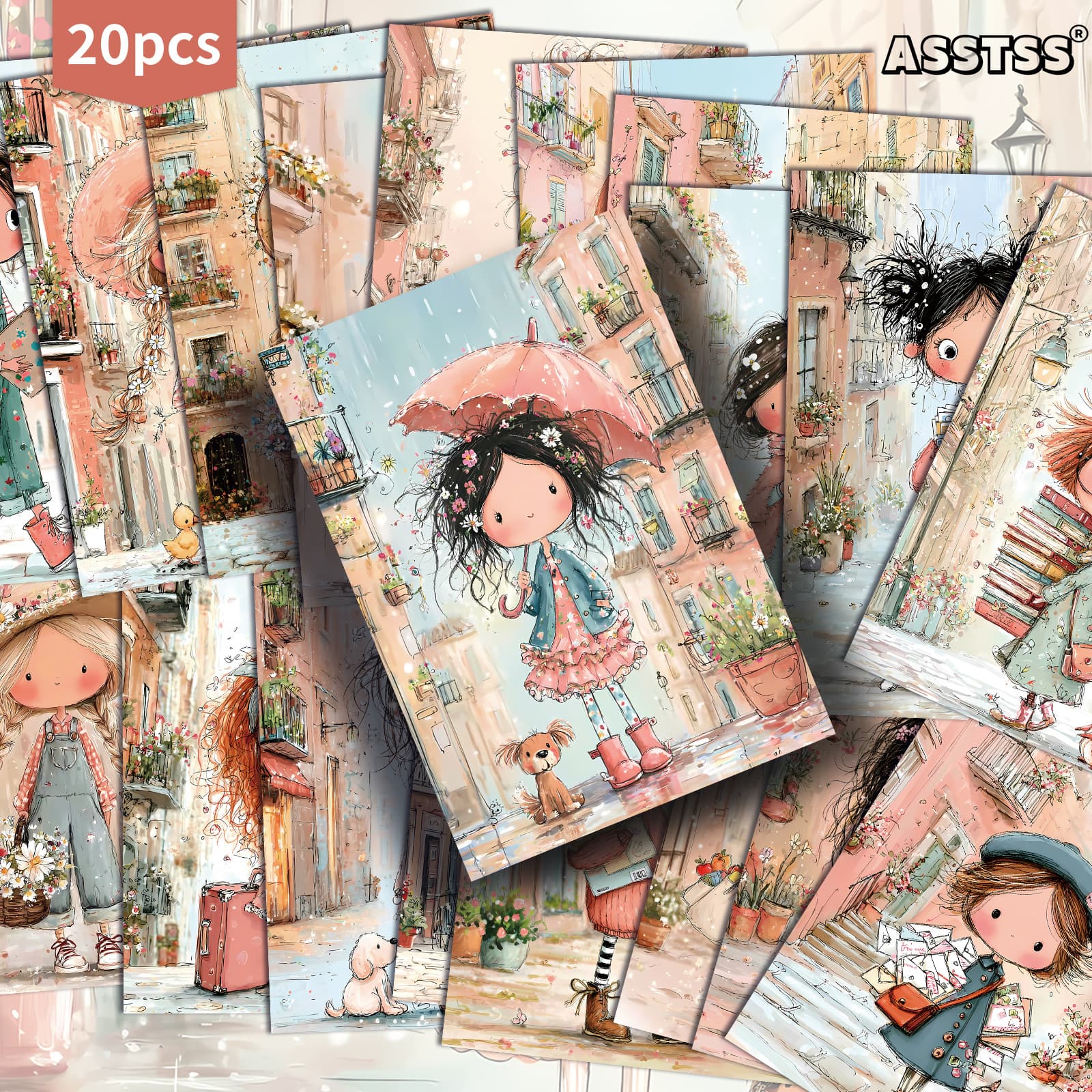 TEMU Set Of 20 Assorted Retro Pink Cartoon Girl Gift Cards Measuring 4x6 Inches, Featuring Classic Pinup Illustrations Ideal For Scrapbooking And Crafting