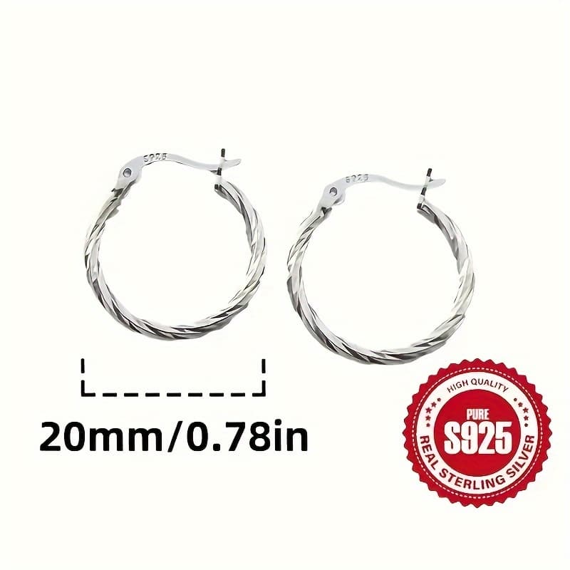 TEMU Of S925 Silvery Earrings - Luxurious, Sexy, Classic Geometric Twist Design Jewelry, Perfect For Holiday Gifts, Great For Mothers, Sisters , Best For Christmas