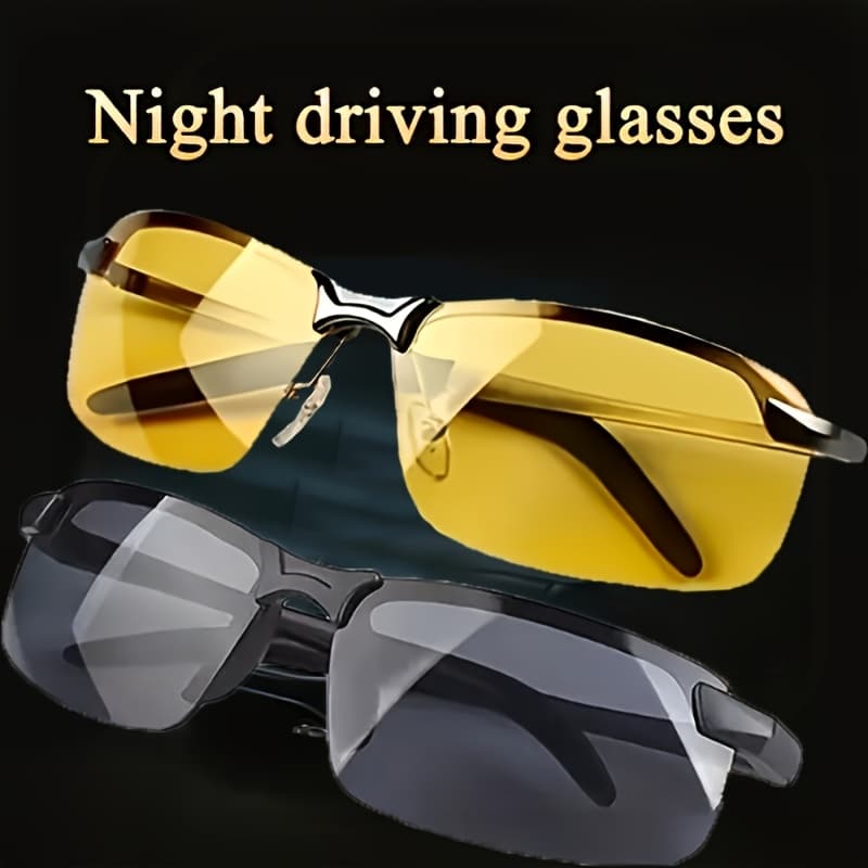 TEMU 2pcs Driving Glasses With Polarized//tac - Half-frame Scratch-resistant Non-prescription Eyewear Suitable For Daily Wear & Night Driving,, Glare, (pc/tac)