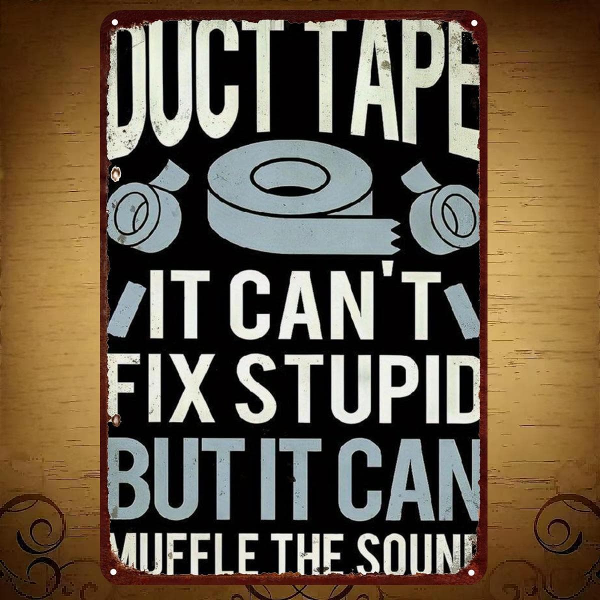 TEMU 2d Flat, 2d Flat 1pc, "duct Tape: It Fix Stupid, But It Can The Sound" – Funny Metal Wall Art Sign 8×12 Inch, 2d Flat