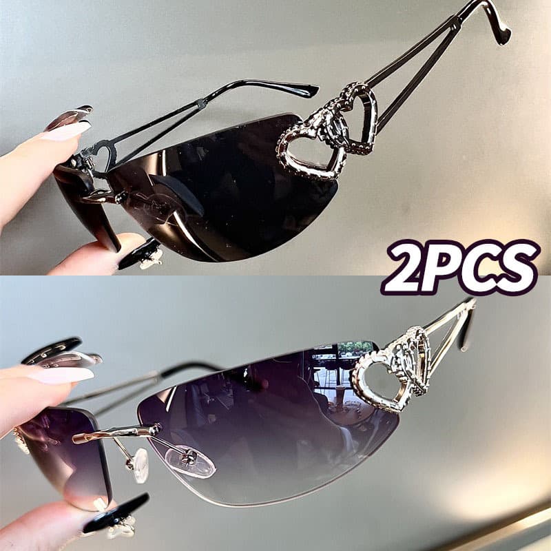 TEMU Of Rimless Mercury-effect Glasses, Featuring An Oval Cat-eye Shape. Vintage-inspired With A Unique Personality, 're Perfect For Rocking That Edgy Y2k Style.