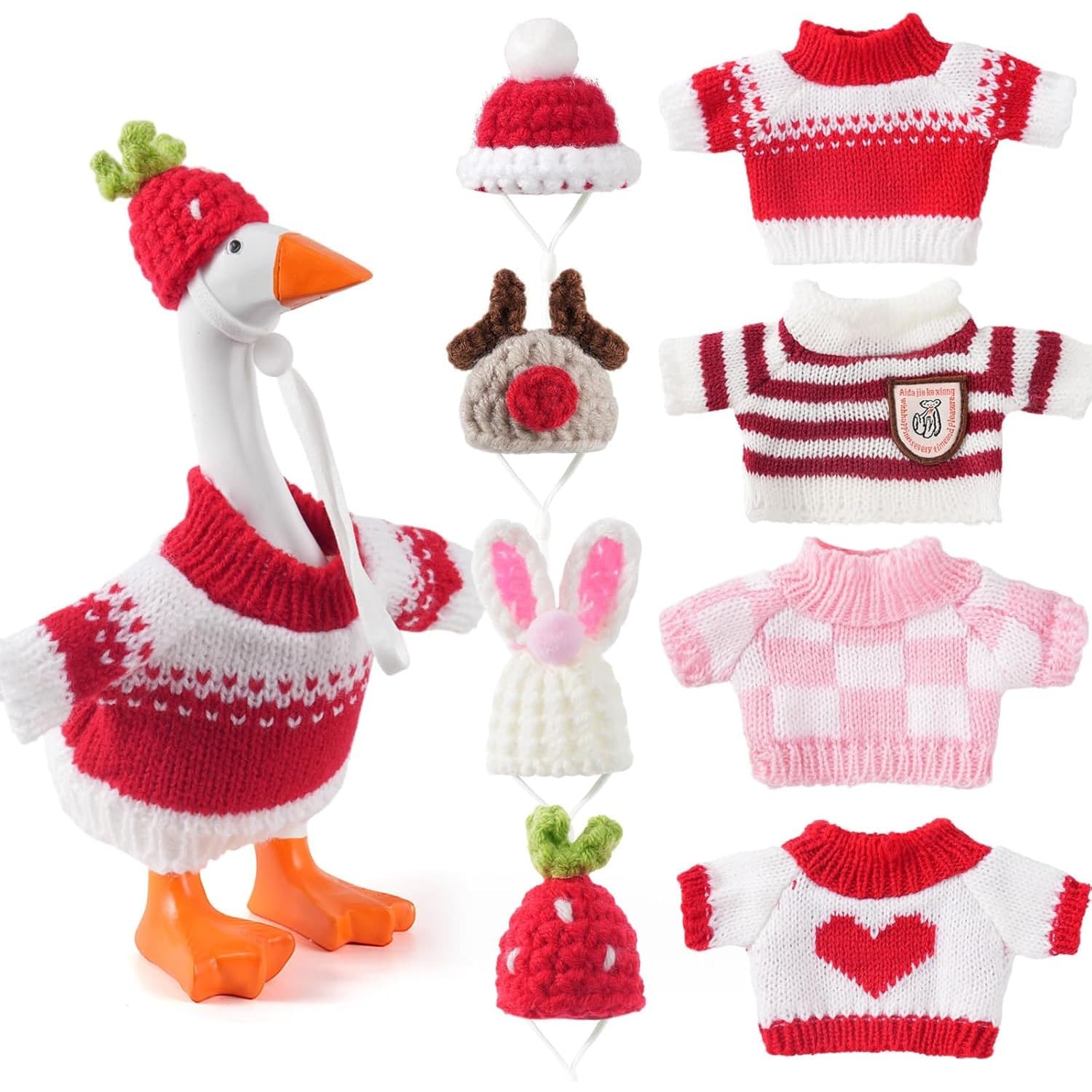 TEMU 4pcs Desktop Goose Suit Set, Suitable For 7inch Mini Goose, Mini Desktop Goose Outfit Goose Decoration Accessory Set (hat+fabric), Home Desktop Decoration, Cute Little Goose Clothing