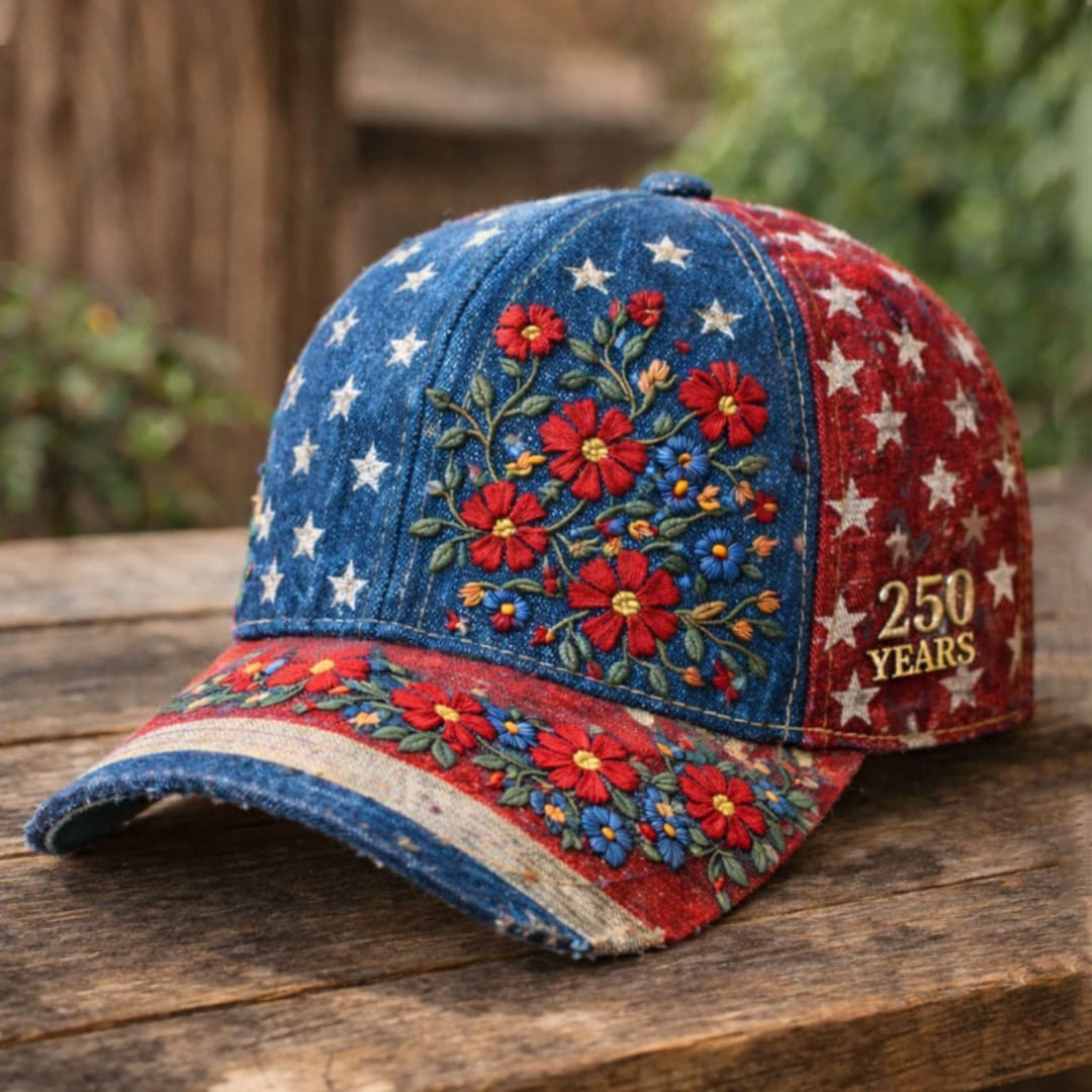 TEMU 2d Flat, 250th Anniversary 2d Floral Print Baseball , Outdoor Hat For Men And Women, Trendy Versatile Dad Hat For Daily Wear, , Street Style & Thoughtful Gift