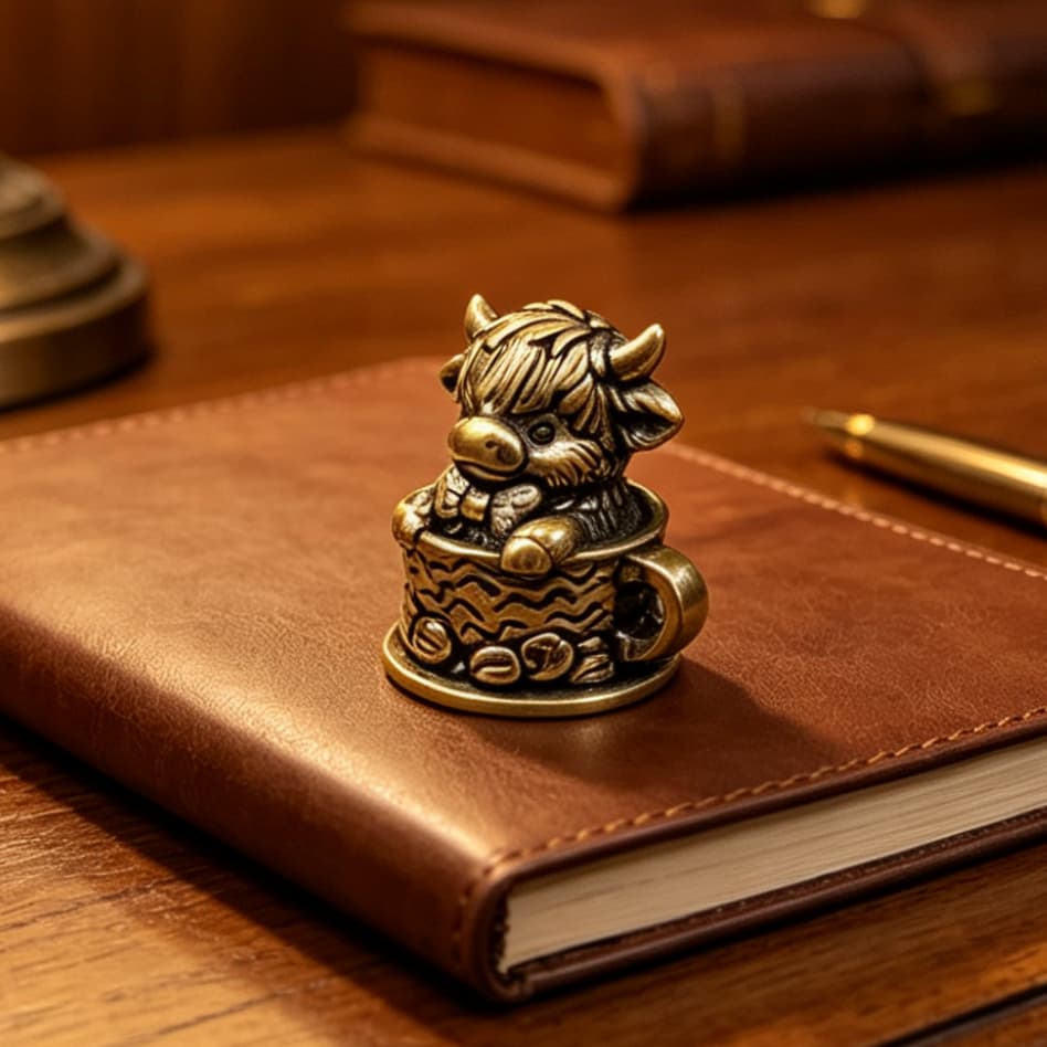 TEMU Retro Solid Brass Cup Calf Figurine Ornament Study Desk Office Decoration Home Desktop