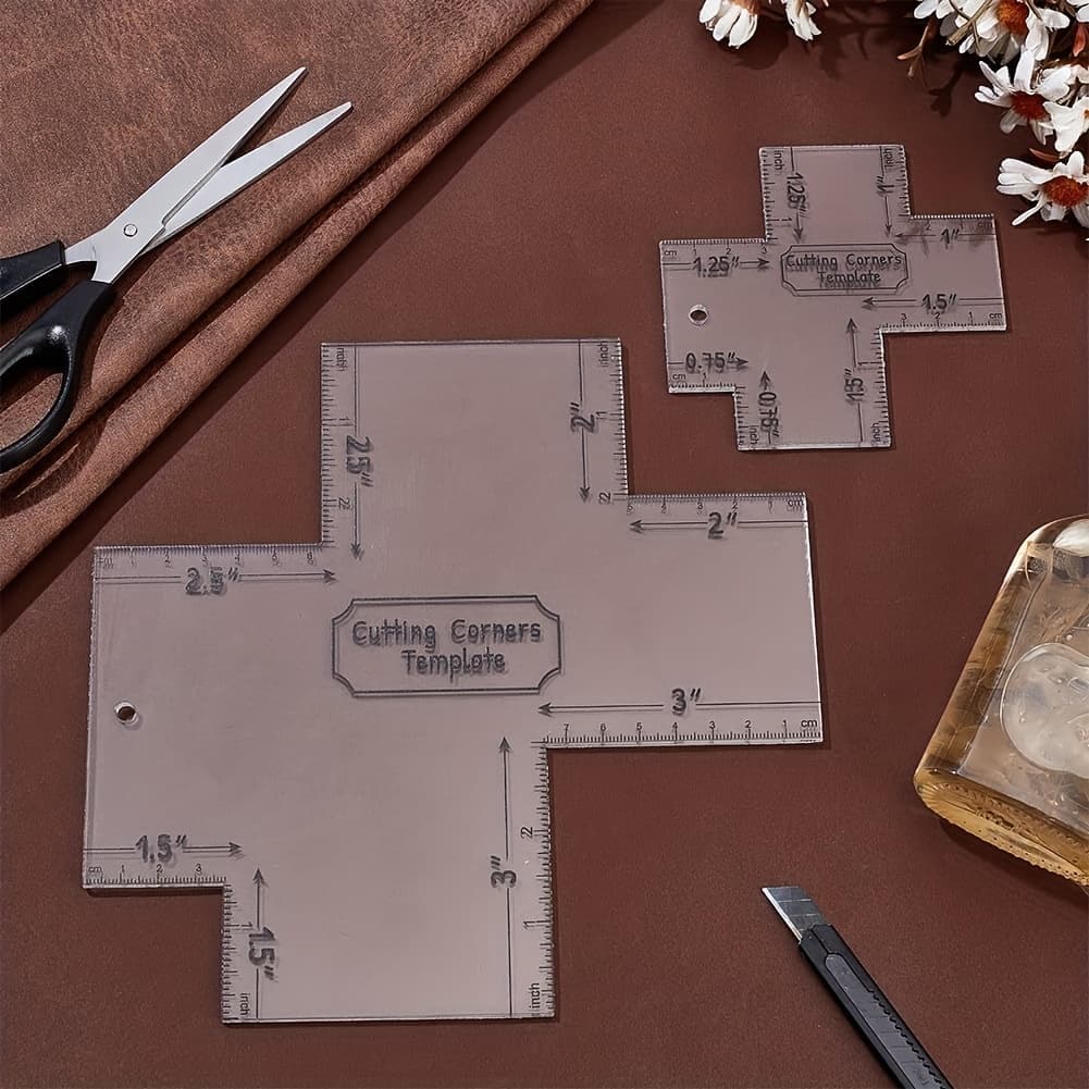 TEMU 2pcs Templates For Bag Making, Cutting Corner Templates, Transparent Acrylic Quilted Templates - Suitable For Beginners Curved Bag Zipper Pocket