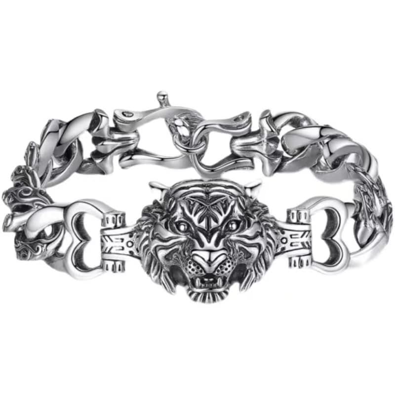TEMU Retro Trendy Men With Domineering Tiger Heads, Personalized Men's And Women's Bracelets, Couple Bracelets, Jewelry, Holiday Gifts