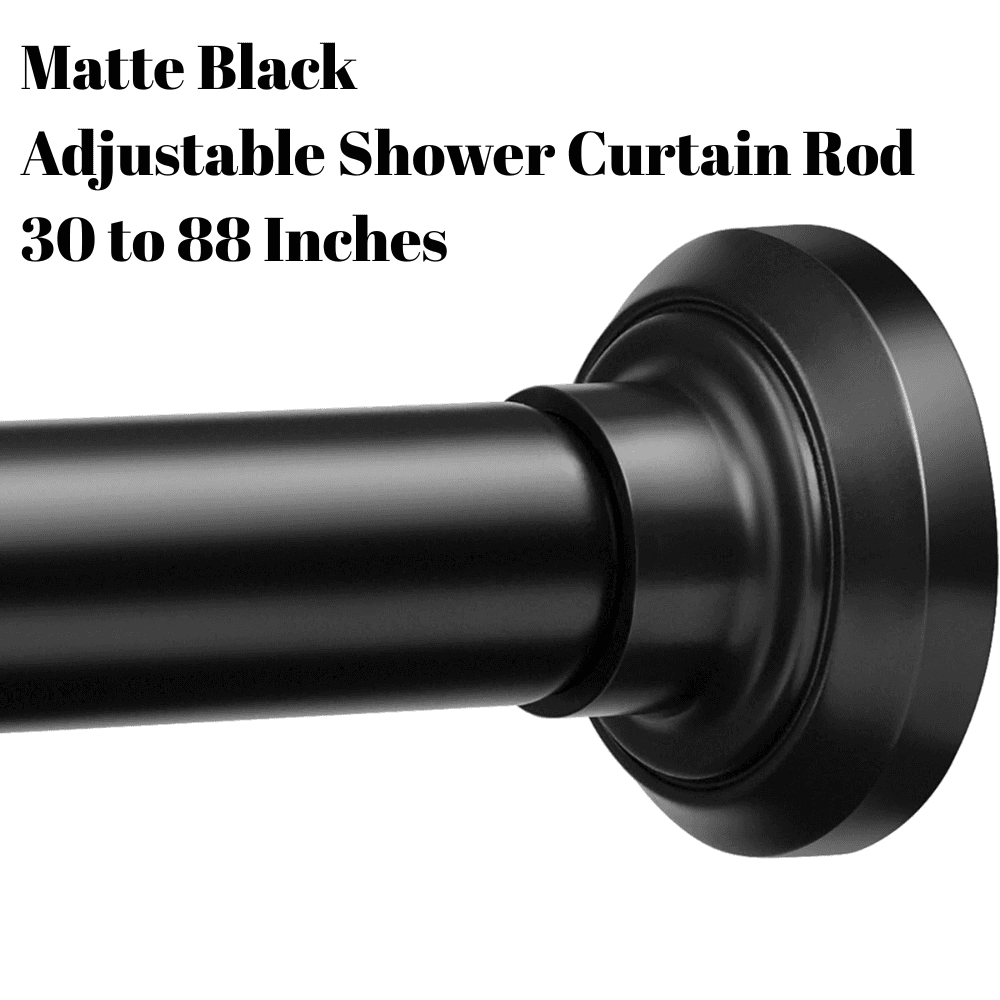 TEMU 1 Pack Adjustable Shower Curtain Rod 30 To 88 Inches, 1 Inch Spring Tension Rods No Drill For Bathroom, Closet, Window, Room Divider, , Non Slip, Matte Black