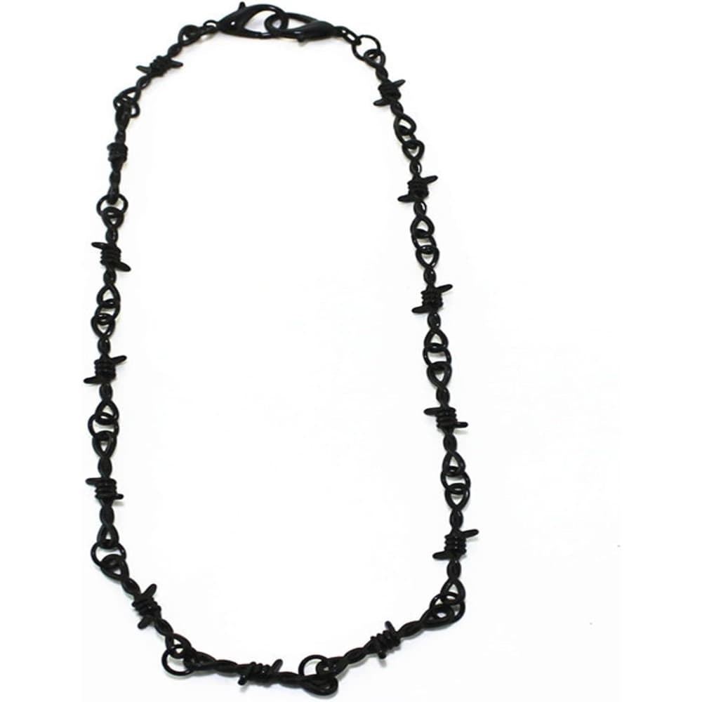 TEMU Punk Barbed Wire Thorns Chunky Chain Adjustable Necklace Safety Spur Duty Padlock Flame Necklace Cool Hiphop Rock Choker Jewelry For Women Men