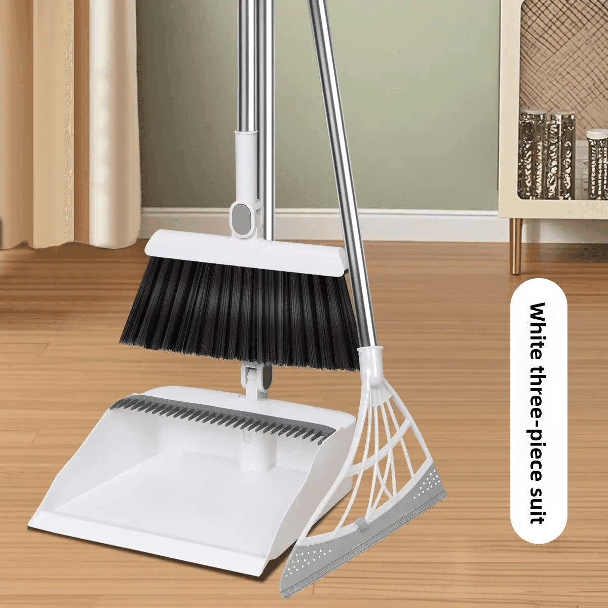 TEMU New 1pc 3-in-1 Rotatable & Foldable Magnetic Broom Set With Enlarged Thickened Broom For Pet Hair Cleaning (blue/orange/white )