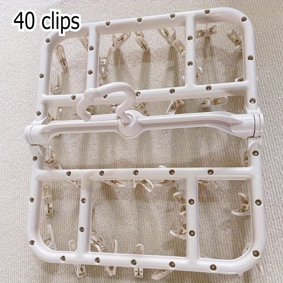 TEMU Multi Functional Folding Clothes Rack With 40 Clips For Dormitory Travel, Portable Clothes Rack With Anti , Plastic Socks Clothes Rack, Underwear Scarf, Clothing Clip, Clothes Pins