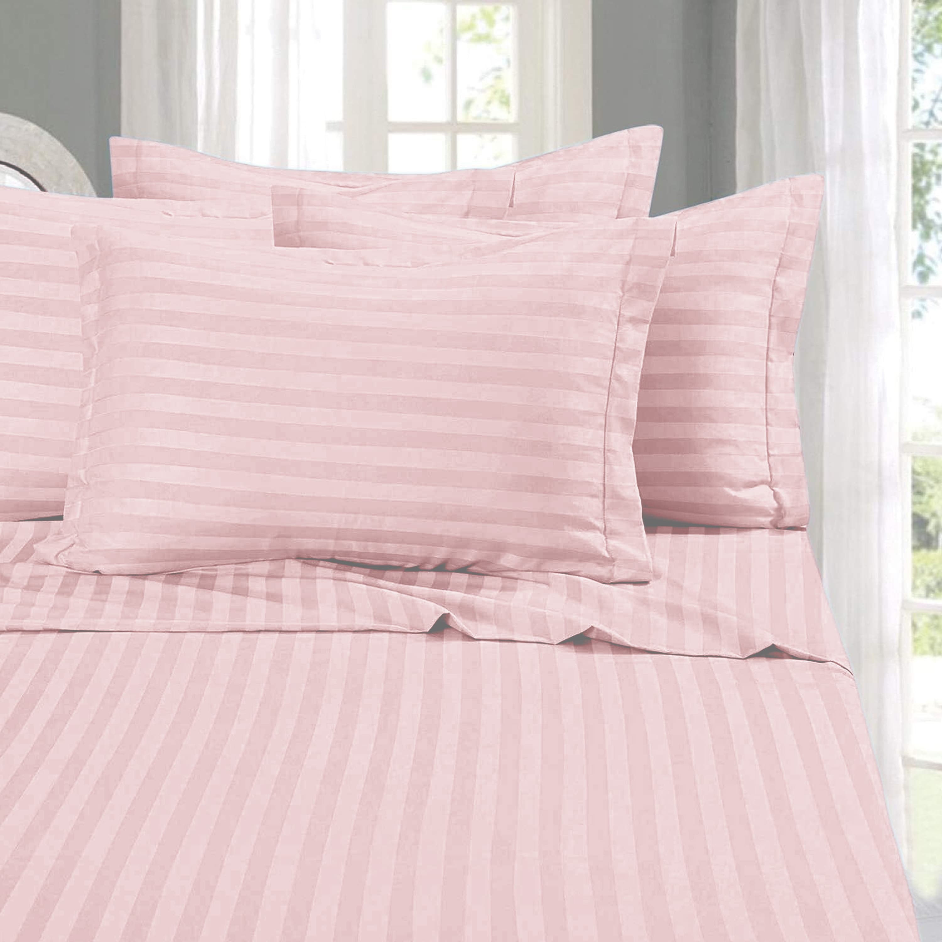 TEMU Striped Cooling Sheets Set King Size - Fitted Flat Sheet & Pillowcase Sets 4pcs - Super Soft Stripe Bed Sheet, , Deep Pocket (black, King)