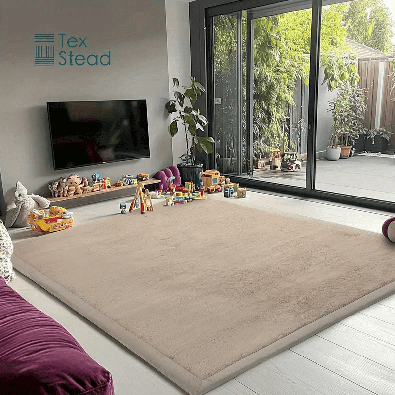 TEMU 1pc Japanese Tatami Mat, Coral Velvet Mat, Baby Play Mat For Floor, 1.2 Inch Thick Crawling Rugs, Padded Foam Area Mat For Kids Playroom, Playpen, Nursery, Living Room, Yoga Mat, Non-slip Backing