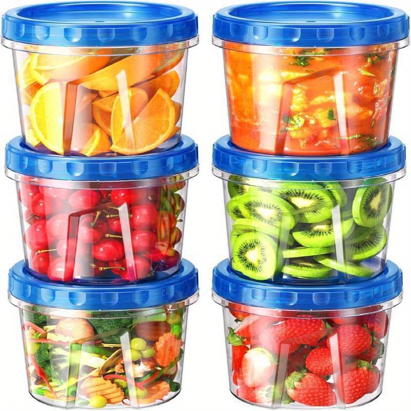 TEMU 6pcs 24-ounce Bpa-free Plastic Storage Containers With Lids - Leakproof, Microwave & Dishwasher Safe Freezer Safe Suitable For Soup, , Meal - Heavy-duty Reusable Freezer Containers