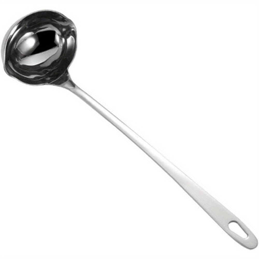 TEMU 10.6" Stainless Steel Canning Ladle With Pouring Spout - Perfect For Oil, Soup & Gravy - Durable Kitchen Cooking Tool