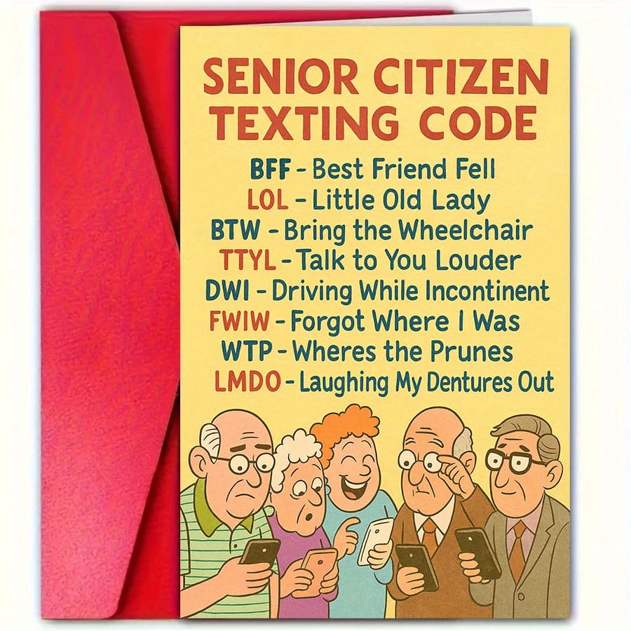 TEMU 4pcs (2 Greeting Cards + 2 Envelopes) Humorous Sms Guide Cards, Suitable For The Elderly, Are Birthday Gifts For Grandparents Or Fun Gifts For Older On Occasions Like Halloween Or Christmas.