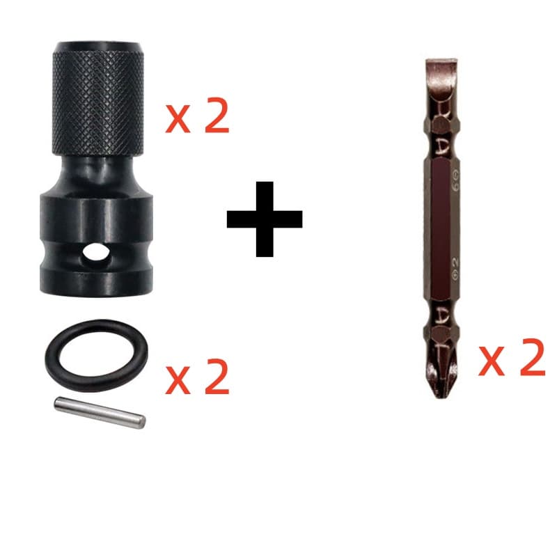 TEMU 1/2' To 1/4' Quick Release Adapter Set 8pcs, Brown Oxide Finish Square Drive To Hex Shank Converter, With 2 Ph2 Phillips Bits, Heavy Duty For Ratchet Wrench Drill Bits