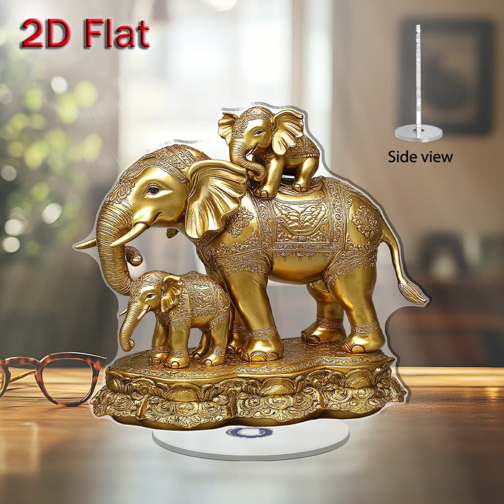 TEMU 2d Flat, 1pc Rotating 2d Flat Acrylic Desktop Decor - Family Relax Toy, Elegant Office & Home Decoration, Calming Ambiance, No Electricity Needed, Elephant Home Decor, 2d Flat