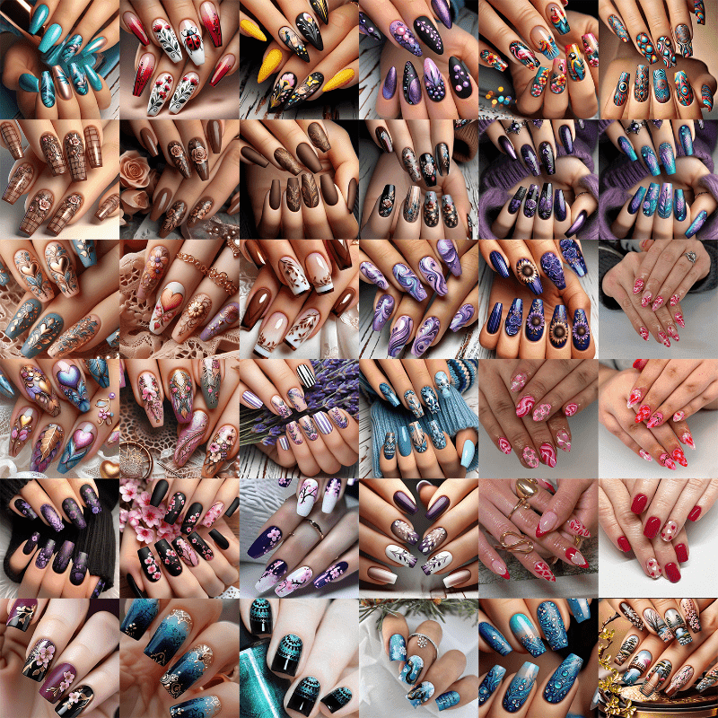 TEMU 240pcs Mixed - Short And Medium-sized Square Shaped, Detachable Fake Nails, Suitable For Casual And Occasion Styling