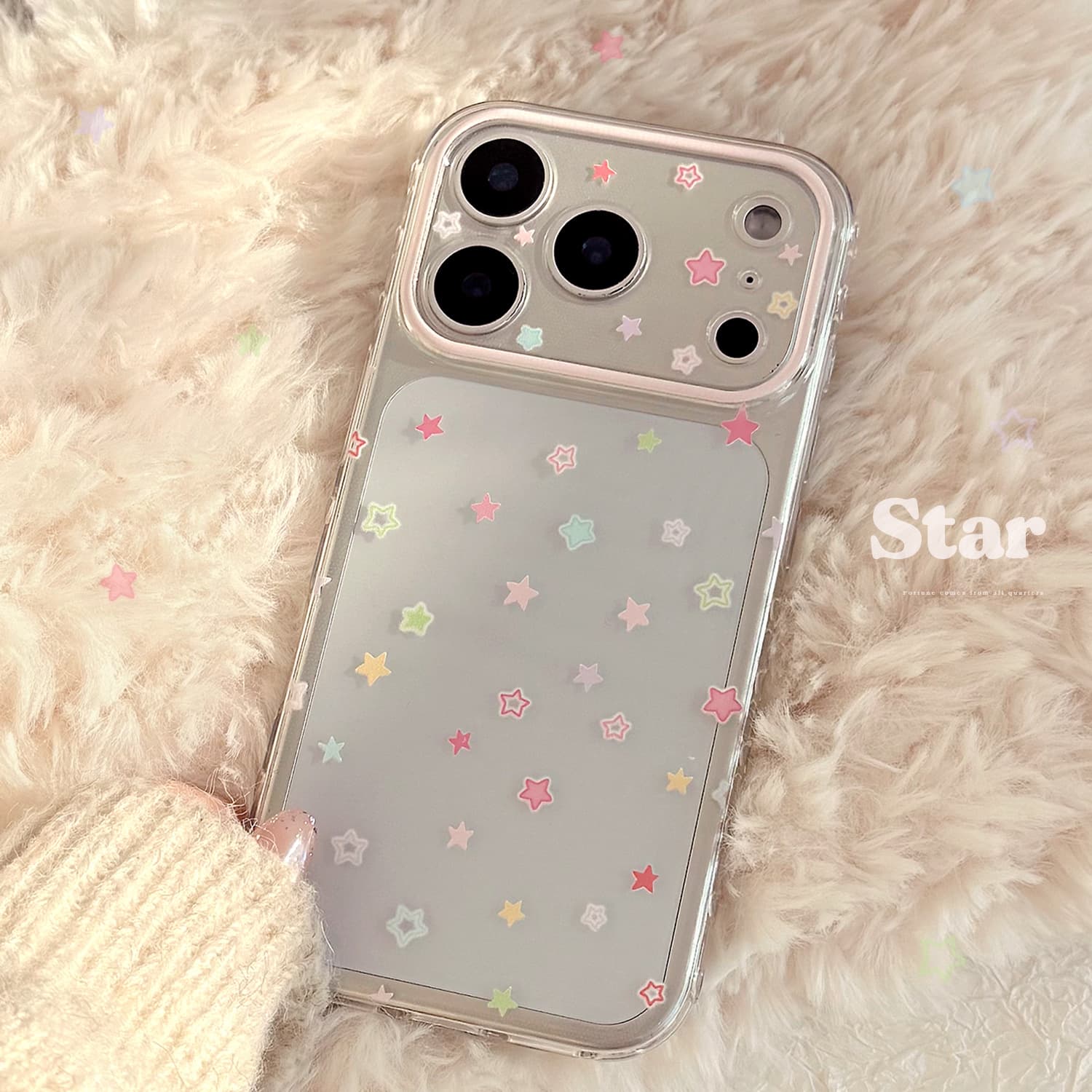 TEMU Phone Case: Colorful Macaron Star Transparent Soft Case For Iphone 17 Pro Max, Compatible With Iphone 16/15/14/13/12