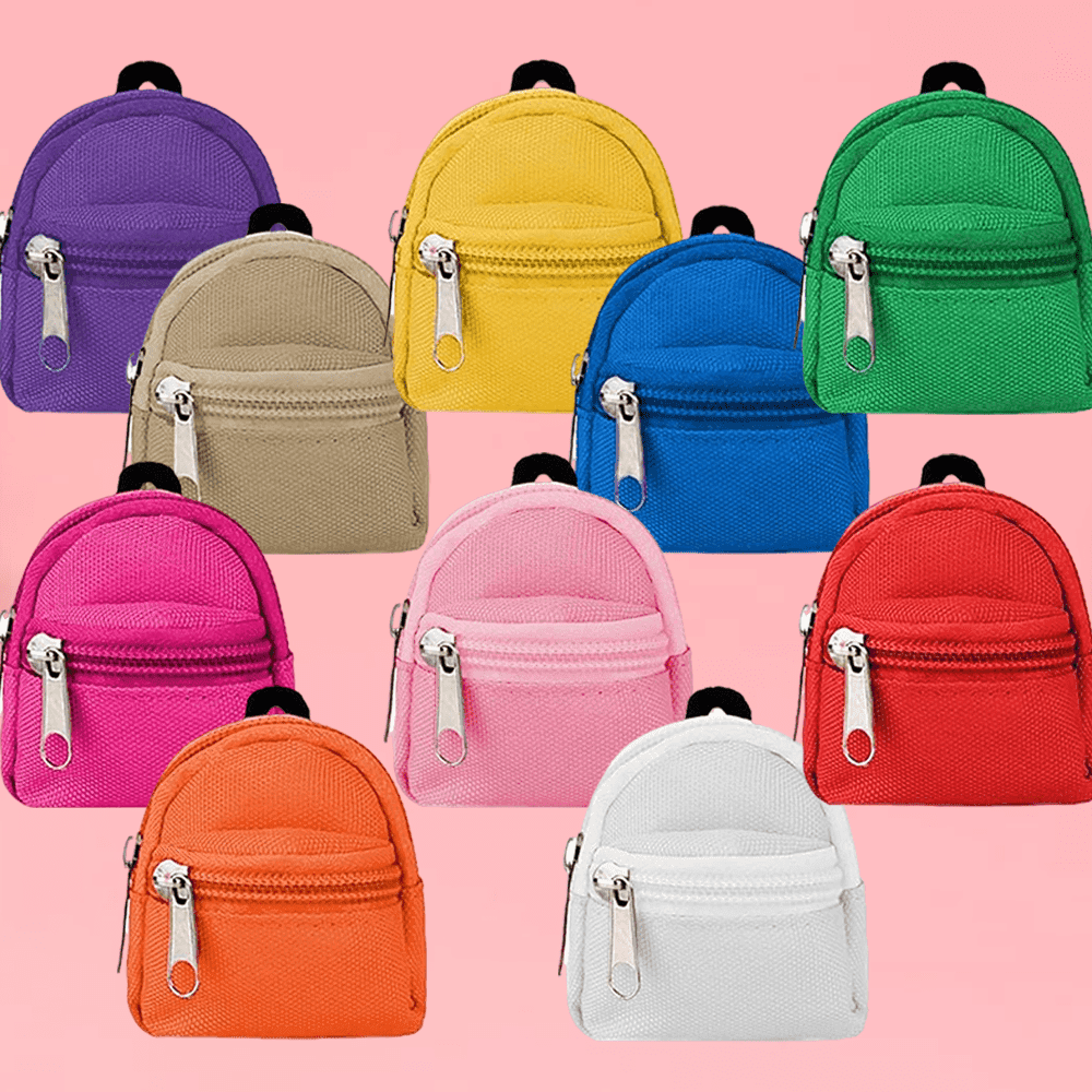 TEMU 10pcs Small Canvas Backpack Charms, Multicolor Mini Backpack Keychains Set - For Keys, Bags, Scrapbooking, Craft Projects, Party Favors & Novelty Gifts