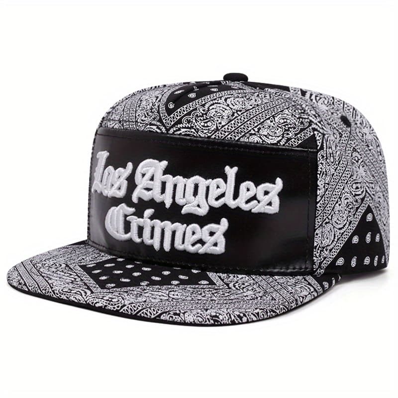 TEMU Men&;s Los Angeles Baseball - Stylish Black & White Paisley Design With "lacrimes" Text, For Outdoor Sports, Baseball .woven Fabric.