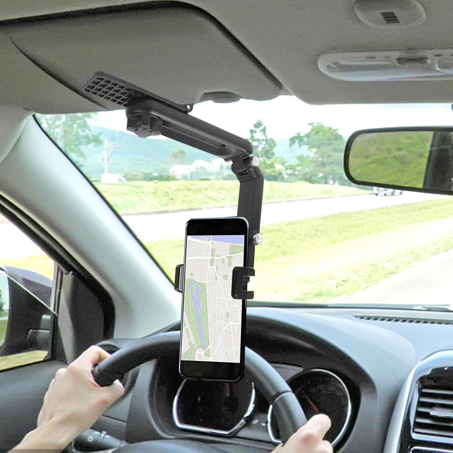 TEMU Car Phone Mount, Clip For Cell Phones, 360° Rotating Holder For Sun Visor, Compatible With For Iphone 13/12 Pro, Pro Max, Xs, , And Other Devices, Car Additions