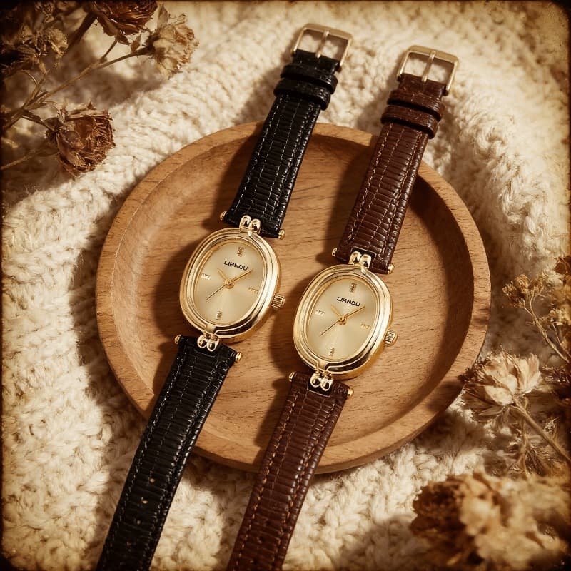 TEMU 2pcs Women's Vintage Quartz Watch With Pu Leather Strap - Compact Retro Wristwatch Suitable For Daily Wear, Christmas, Graduation & Thanksgiving - Cute Gift For,, Couples