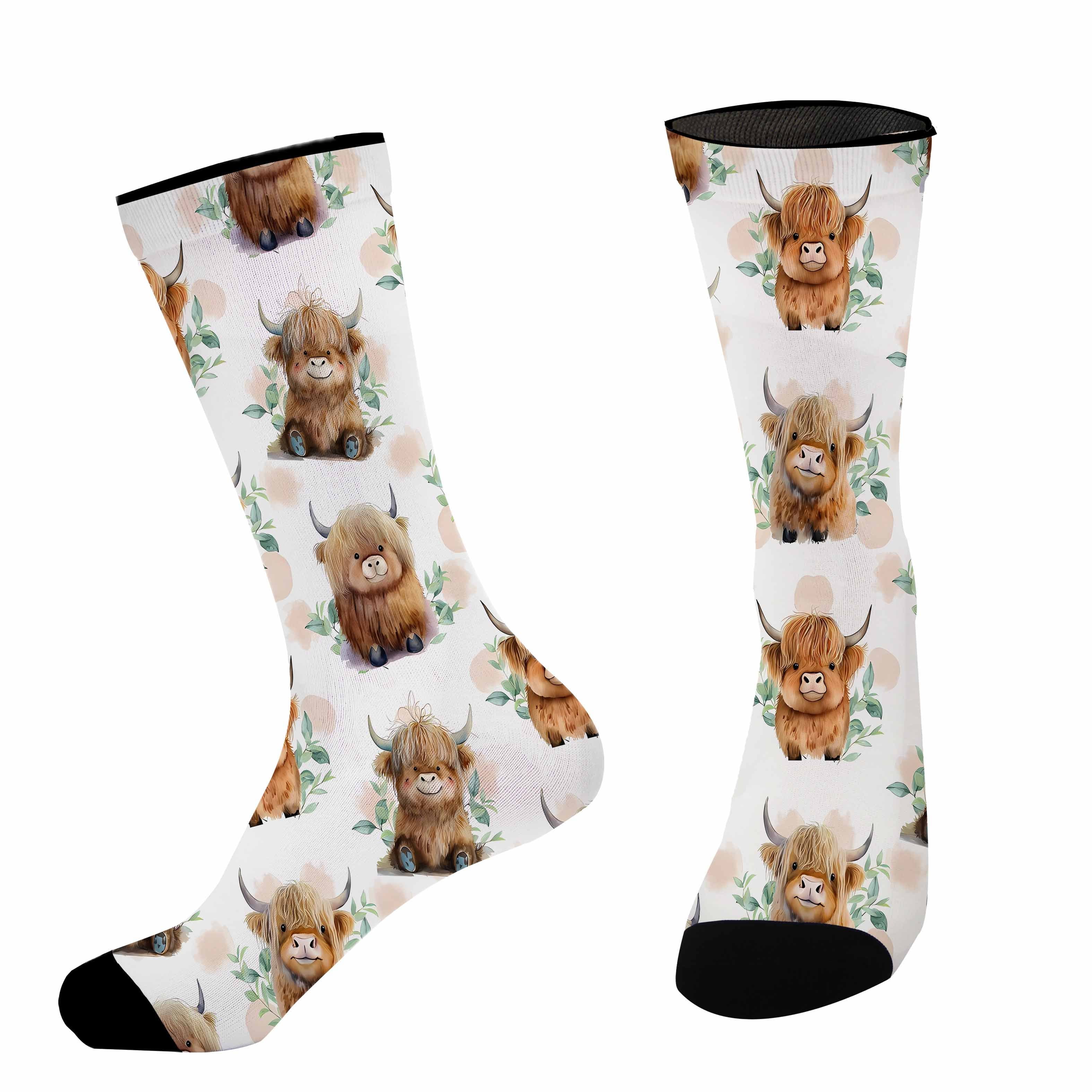TEMU 1 Pair Socks, Fashion Pattern, Polyester & Elastane Blend-soft And Comfortable Leisure Socks, Breathable Sweat-absorbent Sports Socks