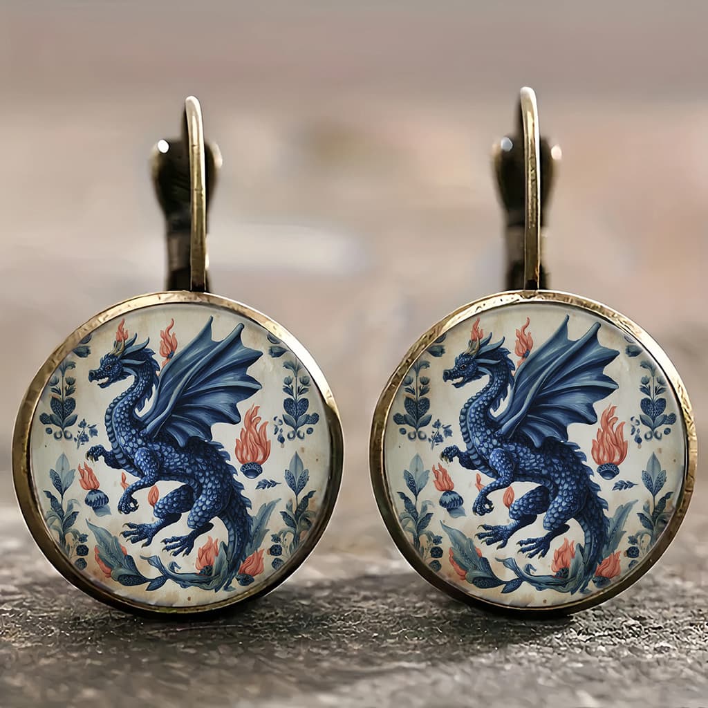 TEMU Vintage-inspired Circular Earrings Made Of Alloy, Featuring Blue . Lightweight Luxury Additions With Fashion, Making Them Wear. Are Versatile Enough For Occasions And Make A Gr