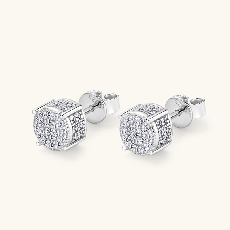 TEMU S925 Pure Silvery Men's And Women's Earrings With Round Synthetic Zirconia Rhinestones Around The Edges, Fashionable And Versatile, Suitable For Daily Wearing As Gifts