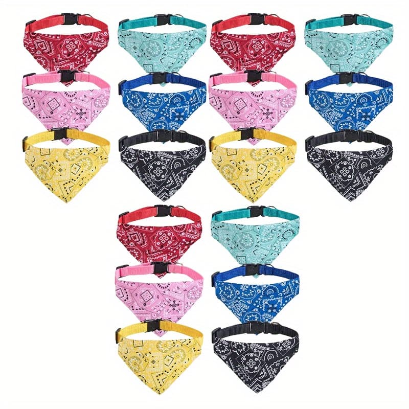 TEMU Set Of 18 Adjustable Towels, Bow Tie Dog Bandanas, And Cat Bandanas With Detachable Collars, Suitable For Small Dogs, Puppies, And Kittens