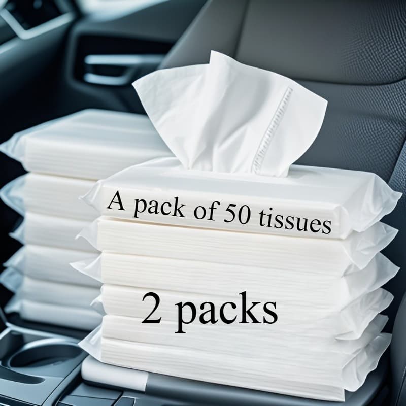 TEMU 2 Packs Of 100 Sheets, Car-specific Tissues, Soft And Comfortable, Home And Car Multifunctional Tissues